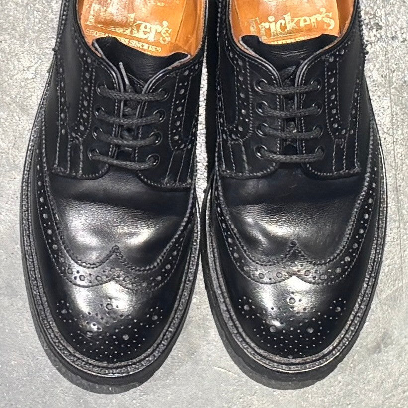 【Tricker’s】 トリッカーズ レザーシューズ バートン L5633 ウイングチップ カーフ ブラック サイズUK5 レディース