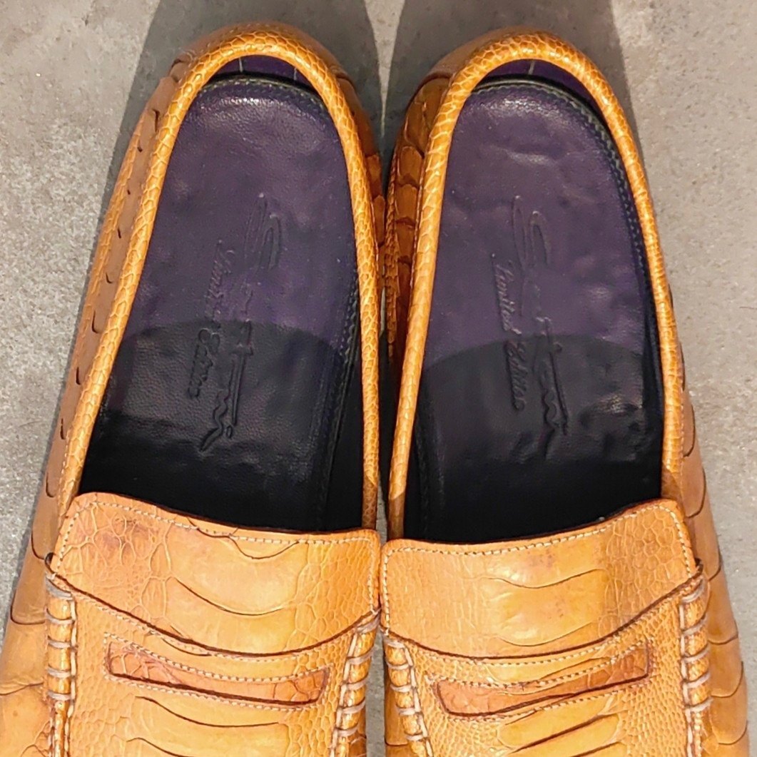 希少 使用数回【Santoni】サントーニ 伊勢丹メンズ別注 ローファー リミテッドエディション オーストレッグレザー ベージュサイズUK6