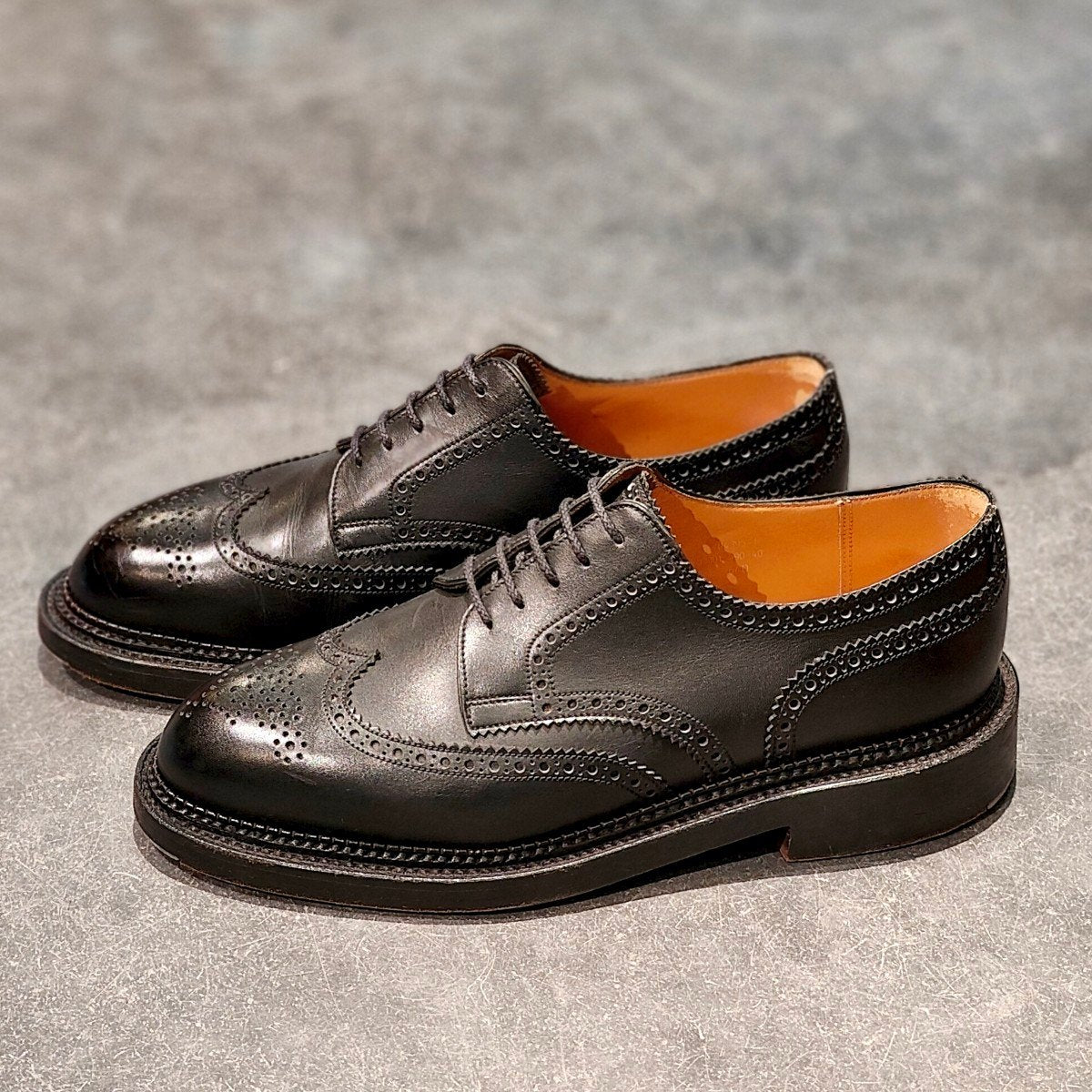 美品【J.M.WESTON】ジェイエムウエストン 590 トリプルソールダービー ウイングチップ カーフ ブラック サイズUK6.5D 25ラスト 参考定価¥275,000-