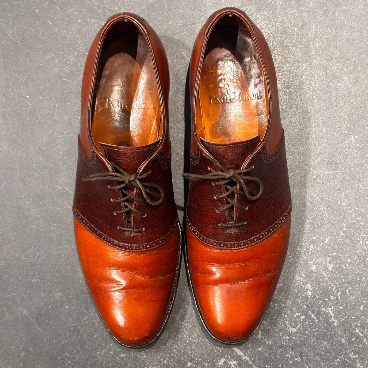 【Paul Stuart】ポールスチュアート  エドワードグリーン製 コンビ シボレザー×カーフ ブラウン サイズ9.5