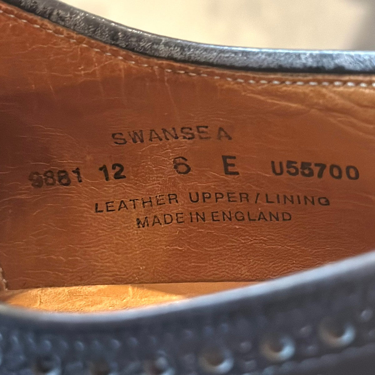 【CROCKETT&JONES】クロケット&ジョーンズ ウイングチップ スワンシー カーフ ブラック サイズ 6E 341ラスト