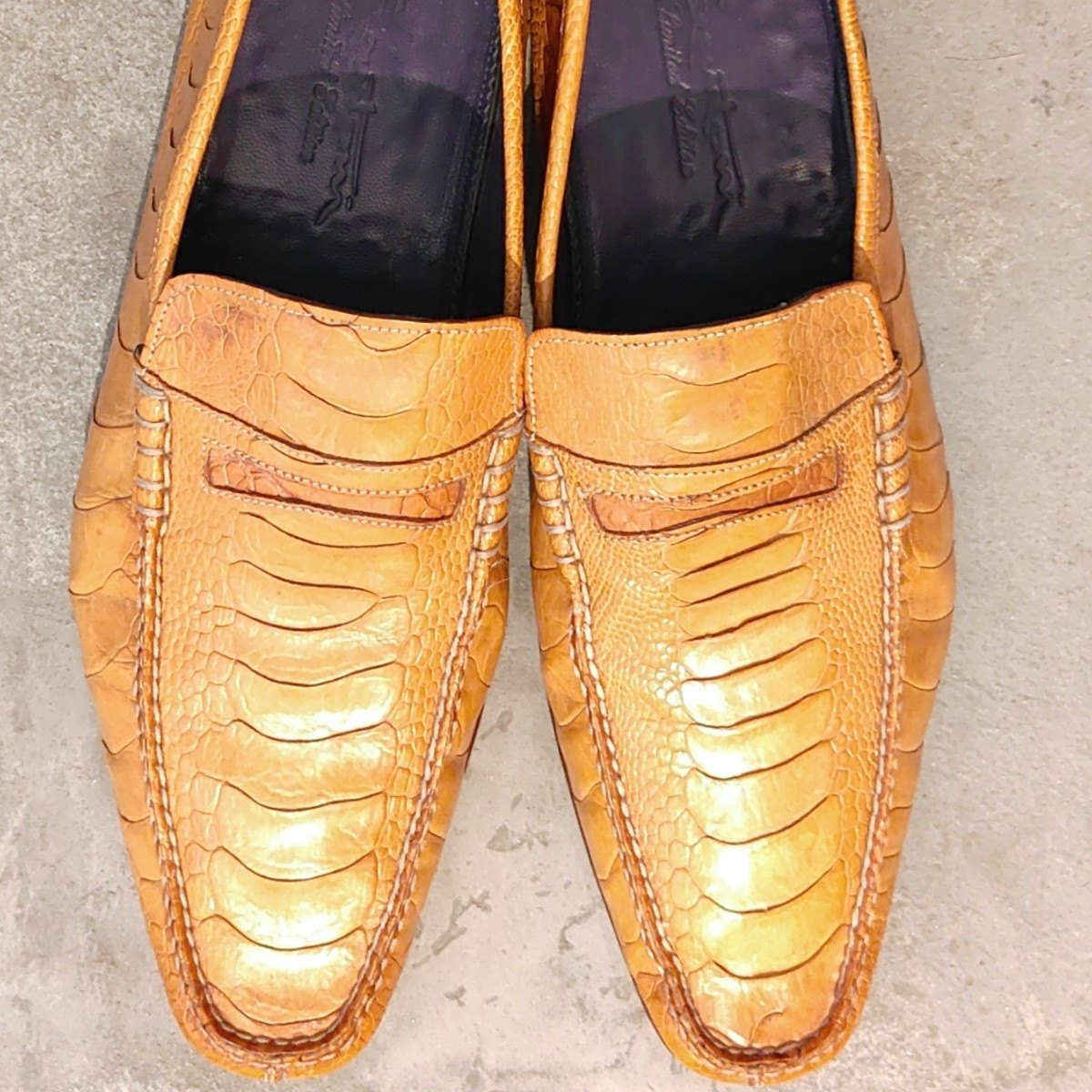 希少 使用数回【Santoni】サントーニ 伊勢丹メンズ別注 ローファー リミテッドエディション オーストレッグレザー ベージュサイズUK6