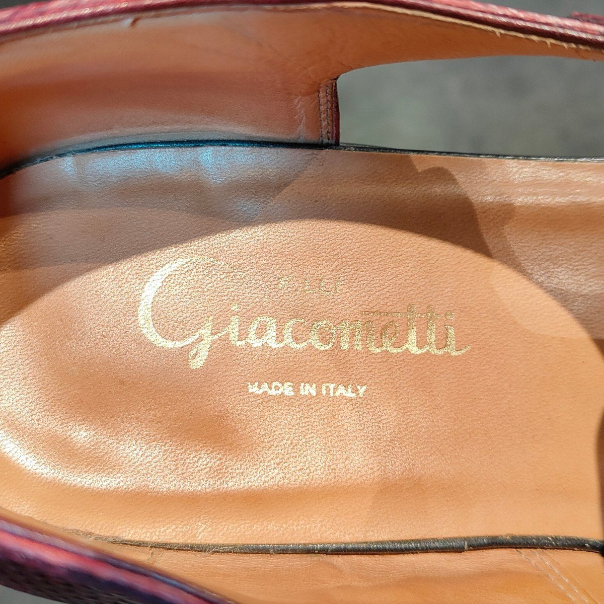 【F.lli Giacometti】フラテッリ ジャコメッティ ダブルモンクサンダル FG332 リザード バーガンディ サイズ 43