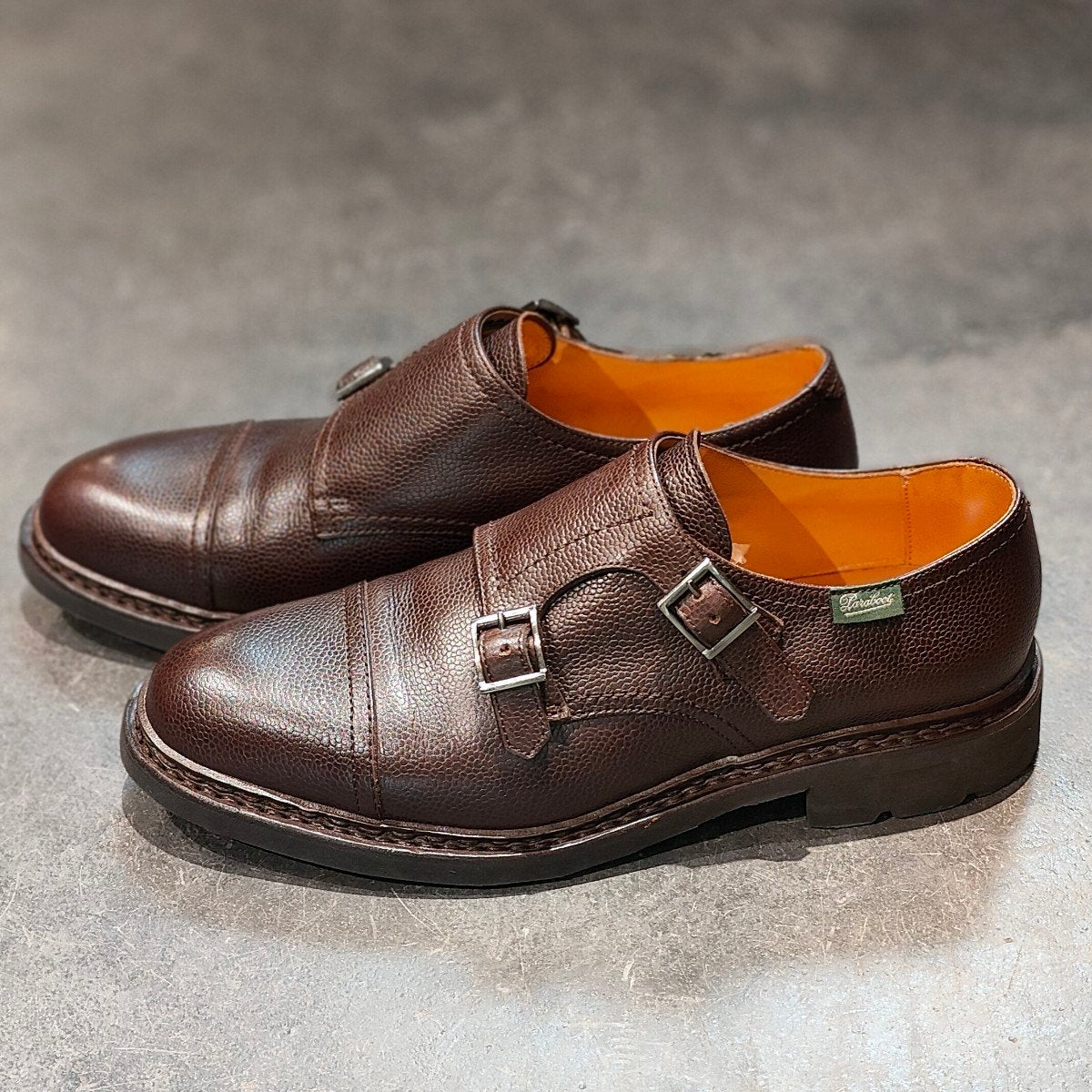 使用数回【Paraboot】パラブーツ POE ポー ダブルモンク グレインレザー ブラウン サイズ UK6 参考定価¥96,800-