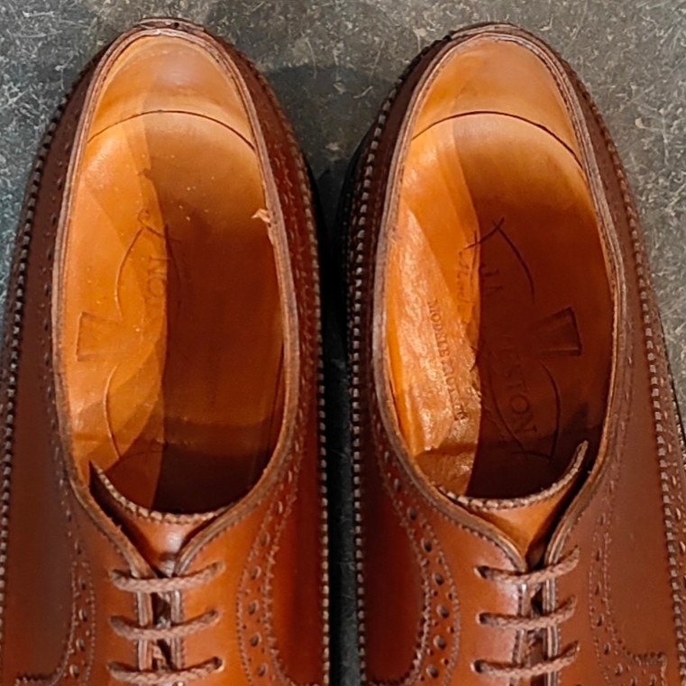 希少 美品 【J.M.WESTON】ジェイエムウエストン 576 ロングウイングチップ 旧旧ロゴ カーフ タンブラウン サイズ UK6.5C 22ラスト