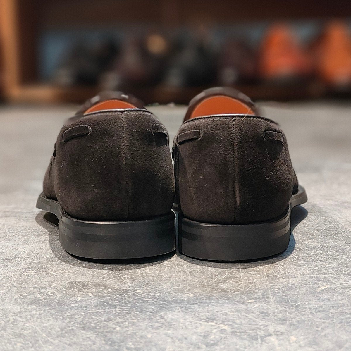 試着程度【CROCKETT&JONES】クロケット&ジョーンズ キャベンディッシュ3 タッセルローファー スエード ブラック サイズUK5E 375ラスト 参考定価¥126,500-