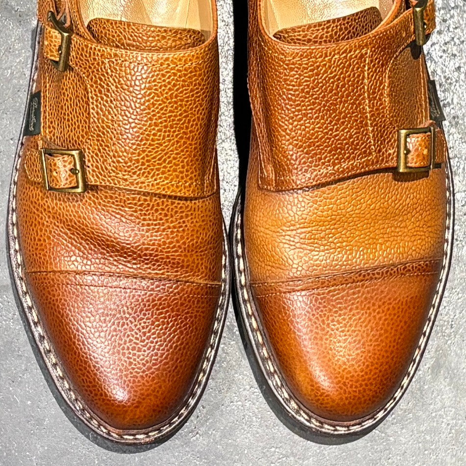 【Paraboot】パラブーツ レザーシューズ ウィリアム ダブルモンク グレインレザー ブラウン サイズ UK7.5