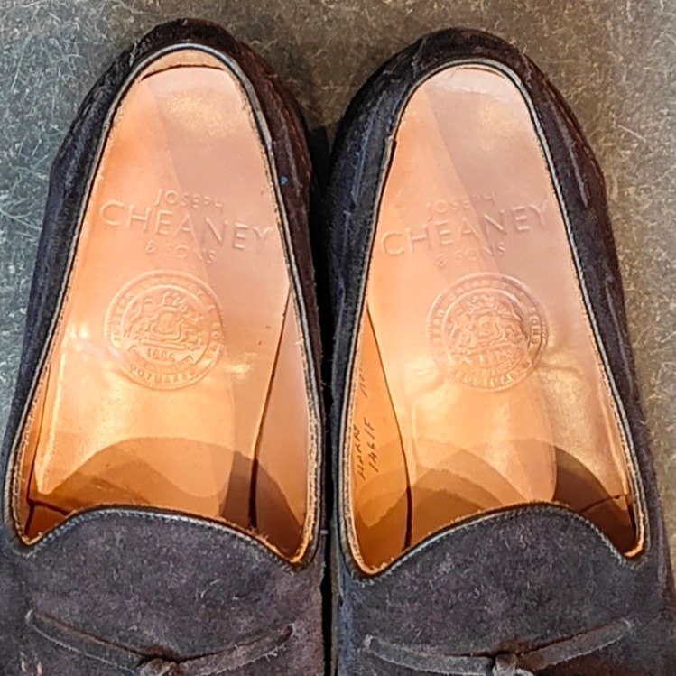 美品【JOSEPH CHEANEY】ジョセフチーニー ハリー タッセルローファー スエード ネイビー サイズUK7 参考定価¥92,400-