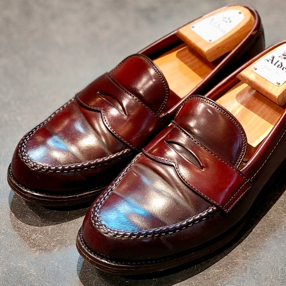 希少【ALDEN】オールデン ペニーローファー 9916 旧ロゴ コードバン ダークバーガンディ サイズUS8D バンラスト