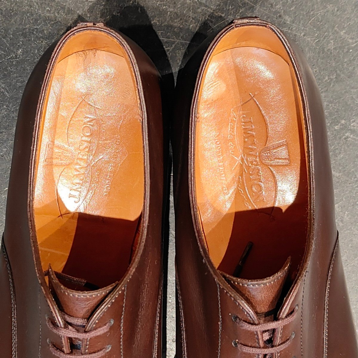 希少 極美品【J.M.WESTON】ジェイエムウエストン 300  旧旧ロゴ ストレートチップ カーフ ブラウン UK6E 11ラスト 参考定価¥165,000-