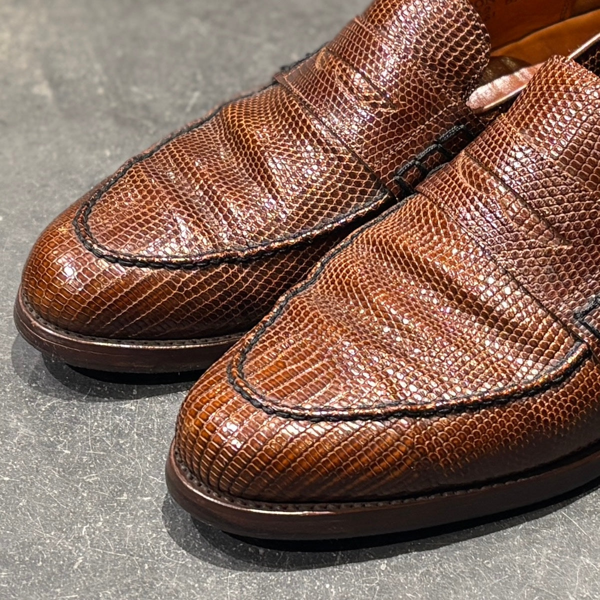 【GRENSON】グレンソン コインローファー 6147/12 70~80年代 リザード ブラウン サイズ UK8.5E