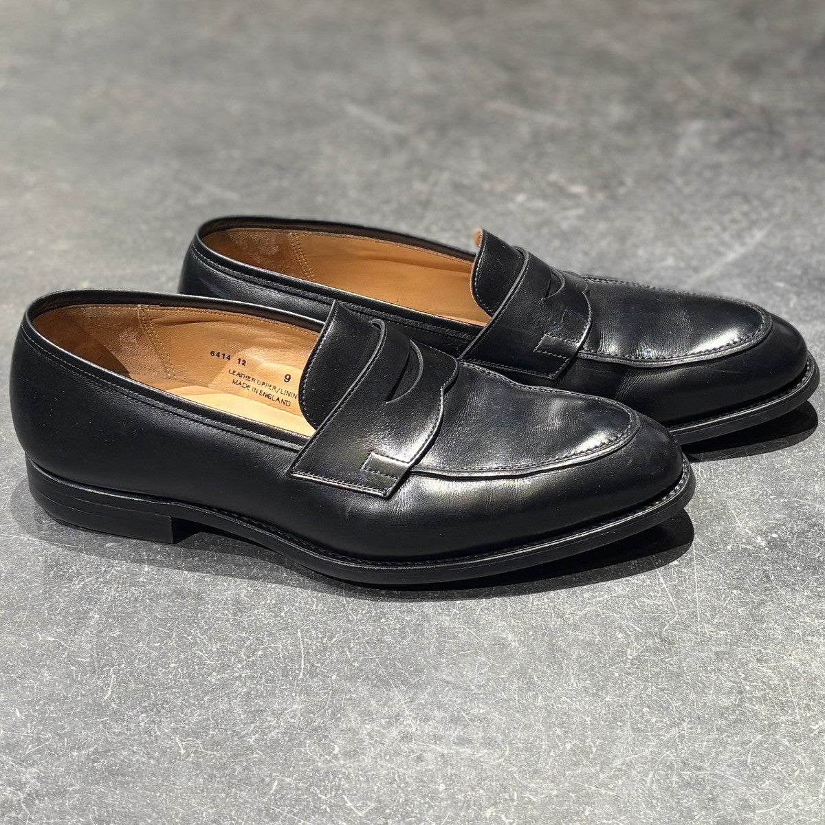 【CROCKETT&JONES】クロケット&ジョーンズ コインローファー 6414 カーフ ブラック サイズ UK9E