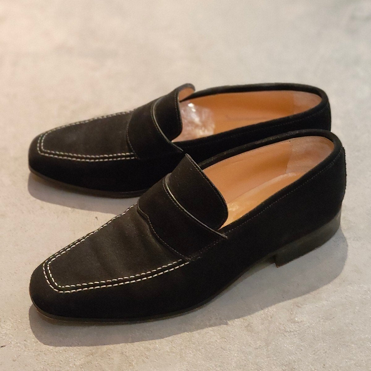 美品【AUBERCY】オーベルシー ローファー スエード ブラック サイズUK6.5