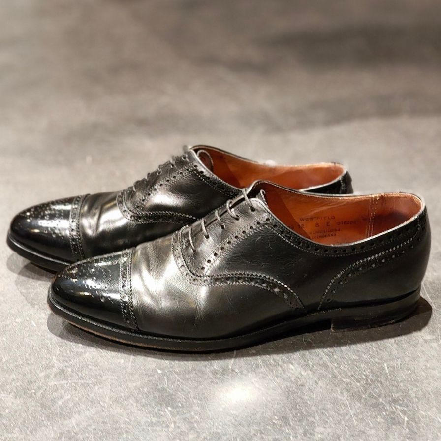 【CROCKETT&JONES】クロケット&ジョーンズ ウエストフィールド セミブローグ カーフ ブラック サイズ8E 341ラスト参考定価¥137,500-