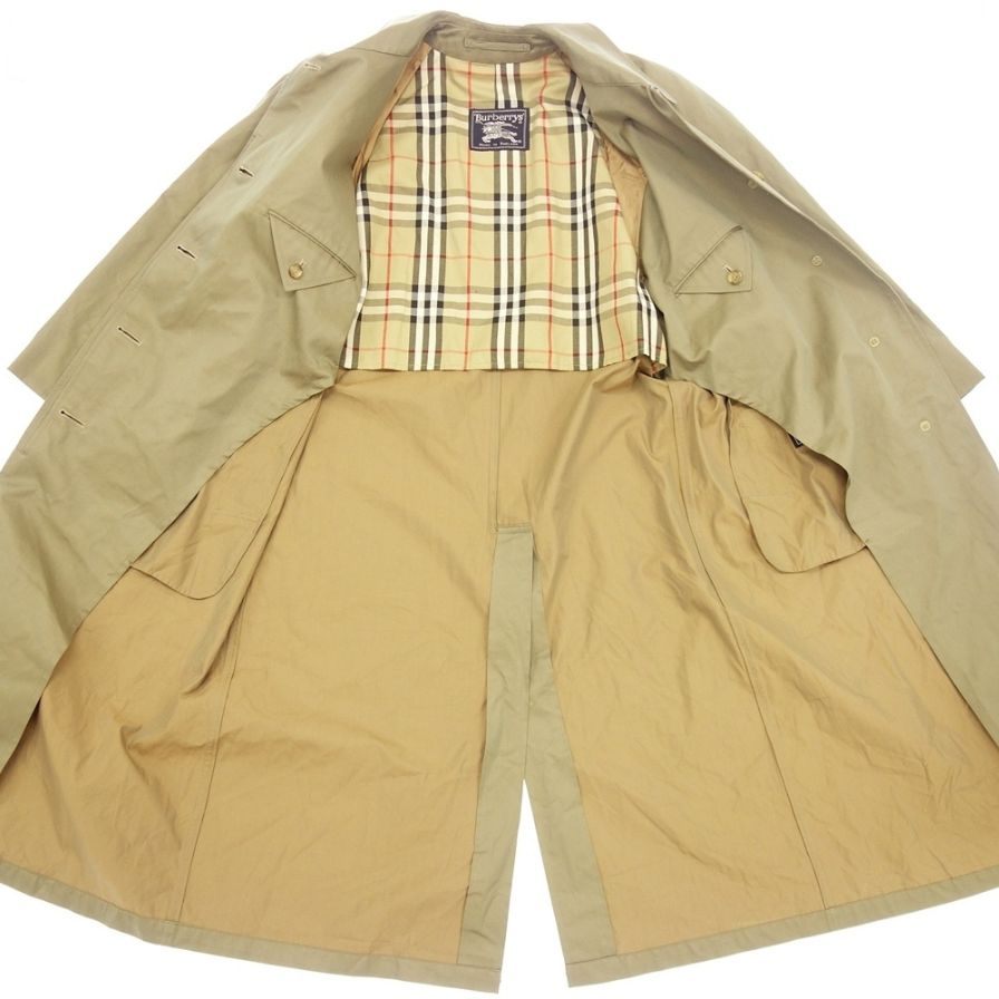 80s【Burberry's】バーバリー ステンカラーコート コットン100% サイズ8 ベージュ レディース