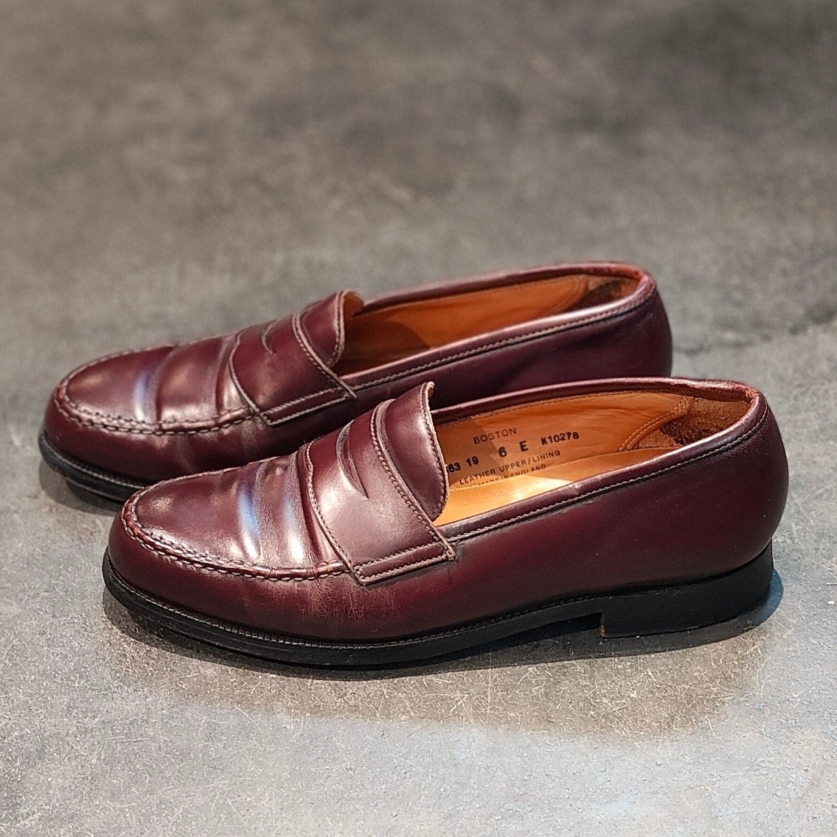 【Crockett&Jones】クロケット&ジョーンズ ボストン ローファー カーフ バーガンディ サイズUK6E 314ラスト