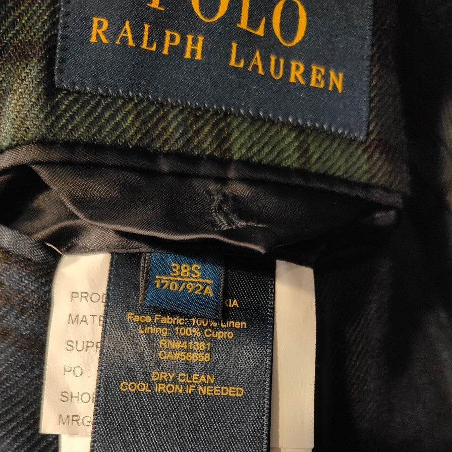 【POLO RALPH LAUREN】ポロ ラルフローレン スーツ セットアップ ブラックウォッチ リネン サイズ 38S 170/92A