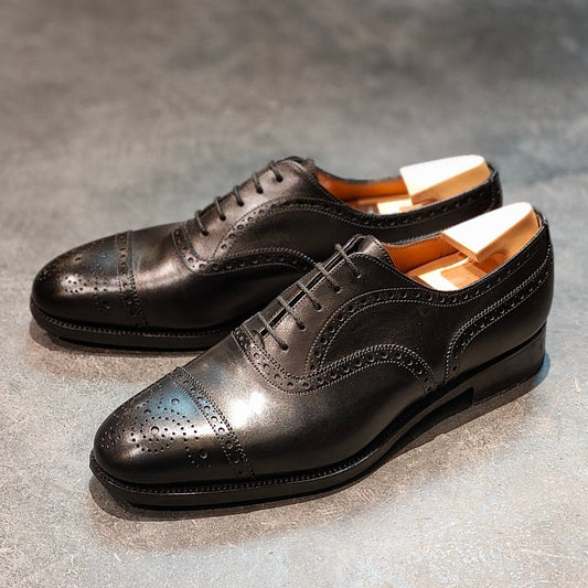 希少 使用数回 【J.M.WESTON】ジェイエムウエストン 310 セミブローグ カーフ ブラック サイズUK8D 11ラスト