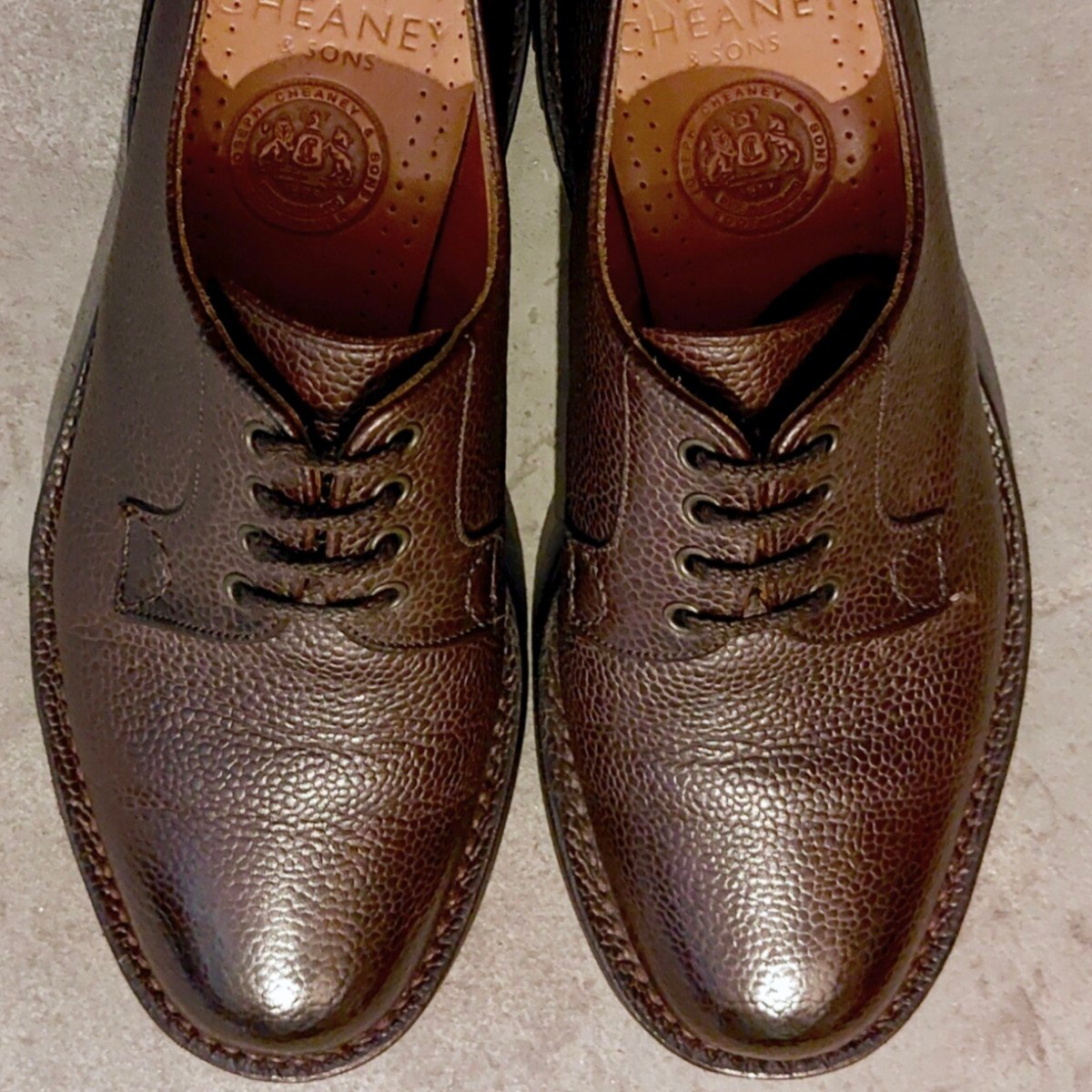 美品【JOSEPH CHEANEY】ジョセフチーニー 4436 マルバーンC プレーントゥ グレインレザー ダークブラウン メンズ サイズUK5.5 4436ラスト