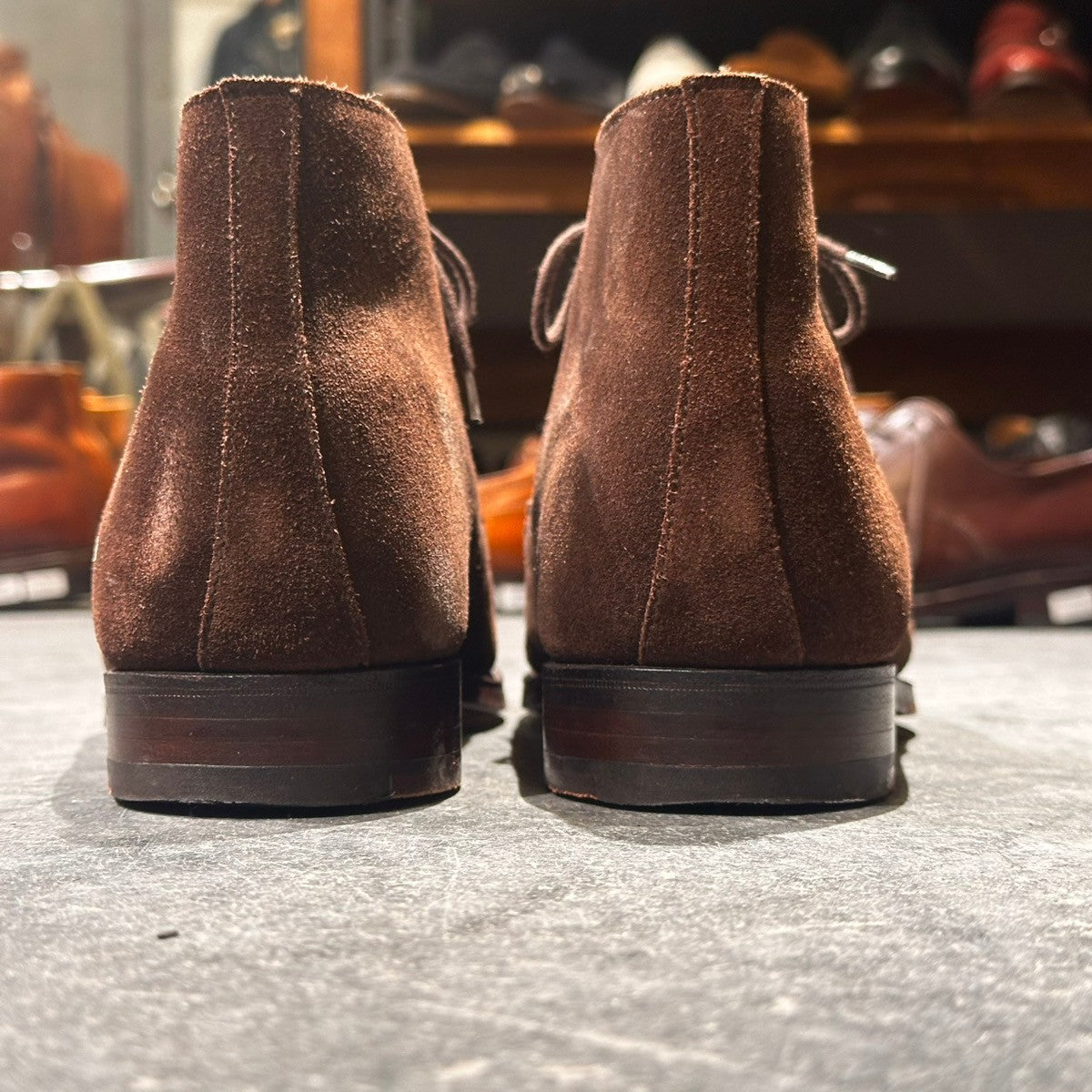 極美品【CROCKETT&JONES】クロケット&ジョーンズ チャートシー チャッカブーツ スエード ブラウン サイズUK7.5E 224ラスト