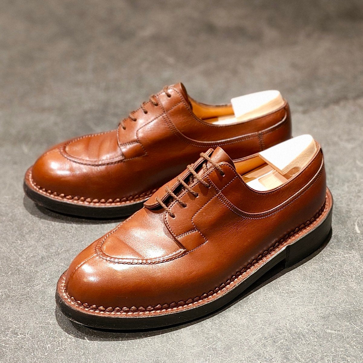 極美品-【J.M.WESTON】ジェイエムウエストン 677 ハントダービー Uチップ ロシアンカーフ タンブラウン サイズ UK6.5D 32ラスト 参考定価¥473,000-