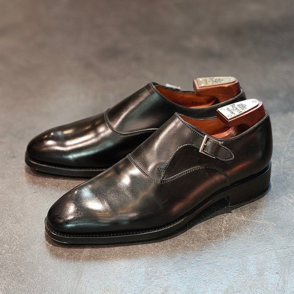 使用数回 【Berwick】バーウィック 5292 シングルモンク ブラック サイズUK5.5 参考定価¥39,600-