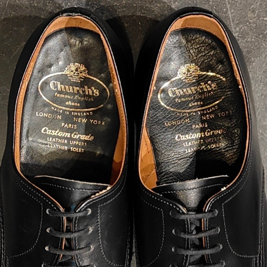 希少 極美品【Church's】チャーチ 3都市 マーカム プレーントゥ ブラック サイズ UK70F 73ラスト