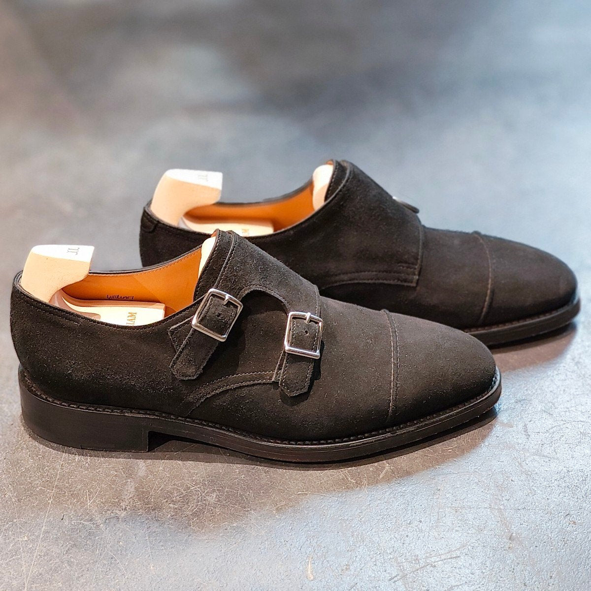 使用数回 【JOHN LOBB】ジョンロブ ウィリアム ダブルモンク スエード サイズ UK5.5E 9795ラスト 定価¥237,600-