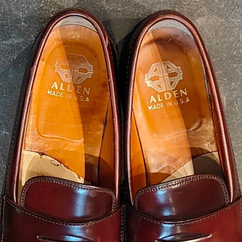 希少【ALDEN】オールデン ペニーローファー 9916 旧ロゴ コードバン ダークバーガンディ サイズUS8D バンラスト