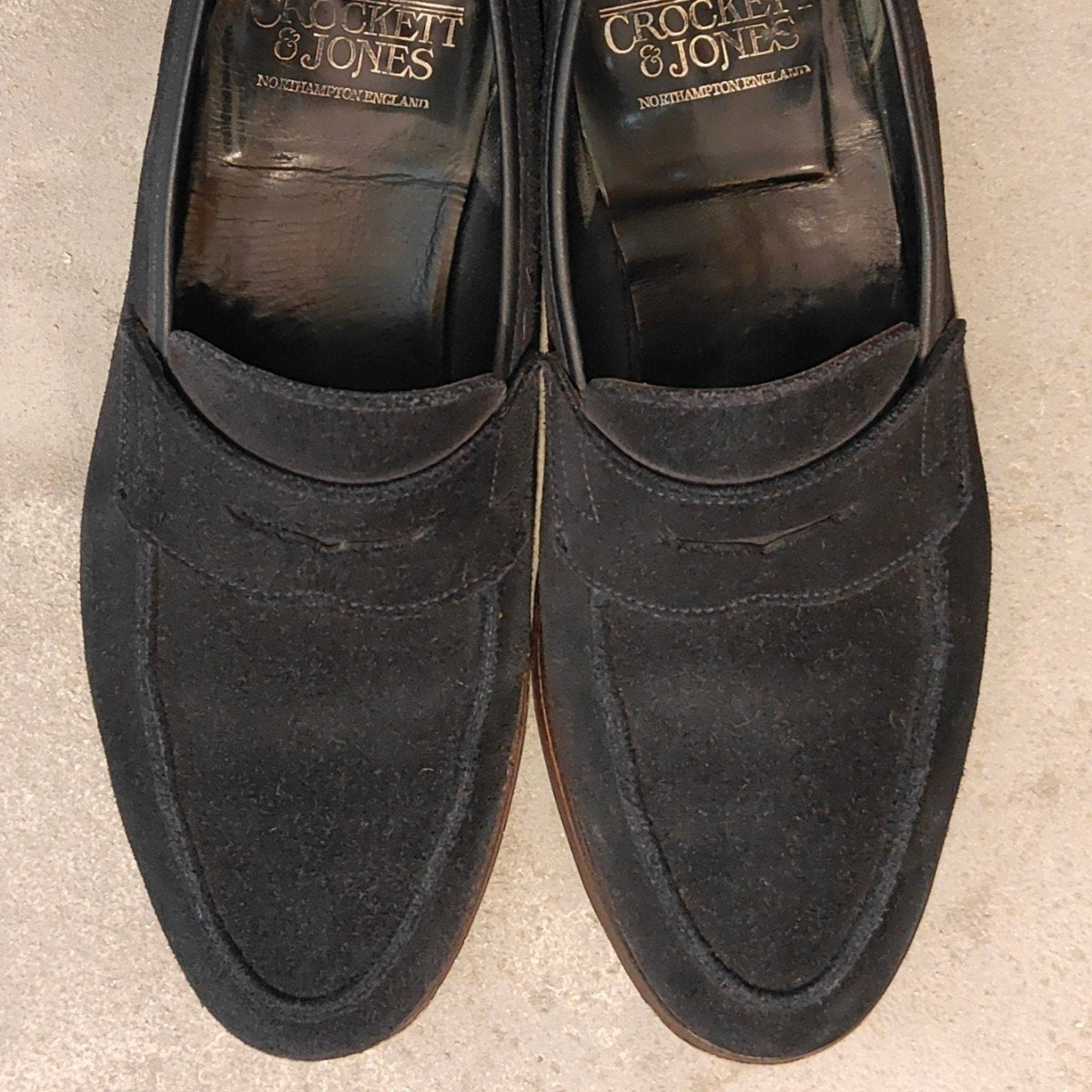 美品【Crockett&Jones】クロケット&ジョーンズ リッチモンド ローファー アンライニング スエード ネイビー サイズUK6E相当