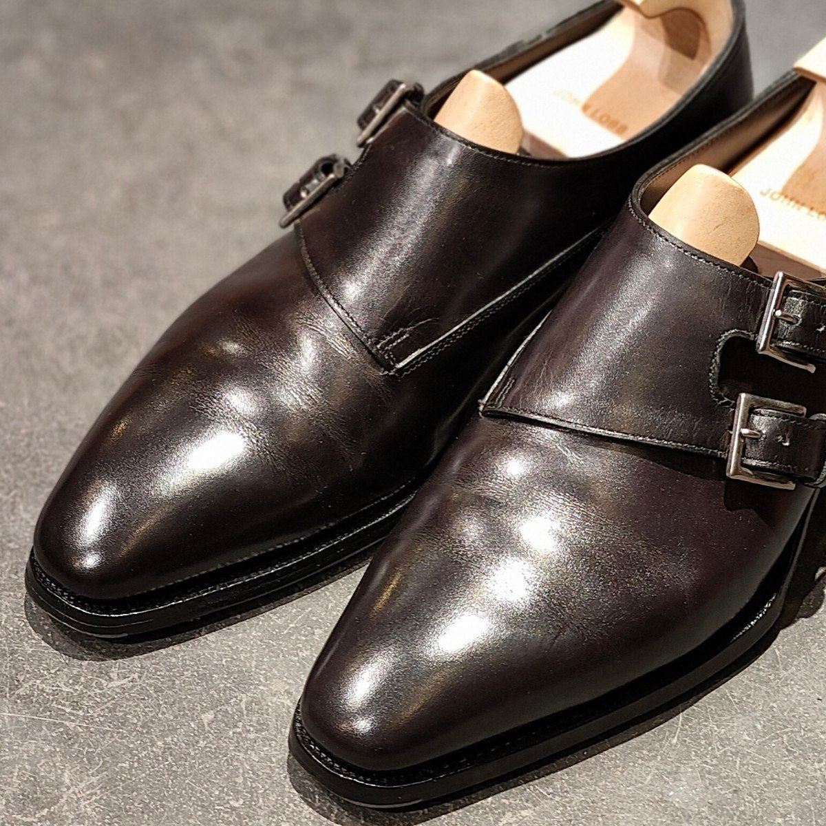 極美品 【JOHN LOBB】ジョンロブ チャペル ダブルモンクミュージアムカーフ ブラック サイズ UK6D 8000ラスト 参考定価¥344,300-