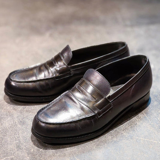 【J.M.WESTON】ジェイエムウエストン 180 シグニチャーローファー サントノーレコレクション ローファー カーフ ネイビー×ブラックコンビ サイズ UK7D 41ラスト 参考定価¥151,800-