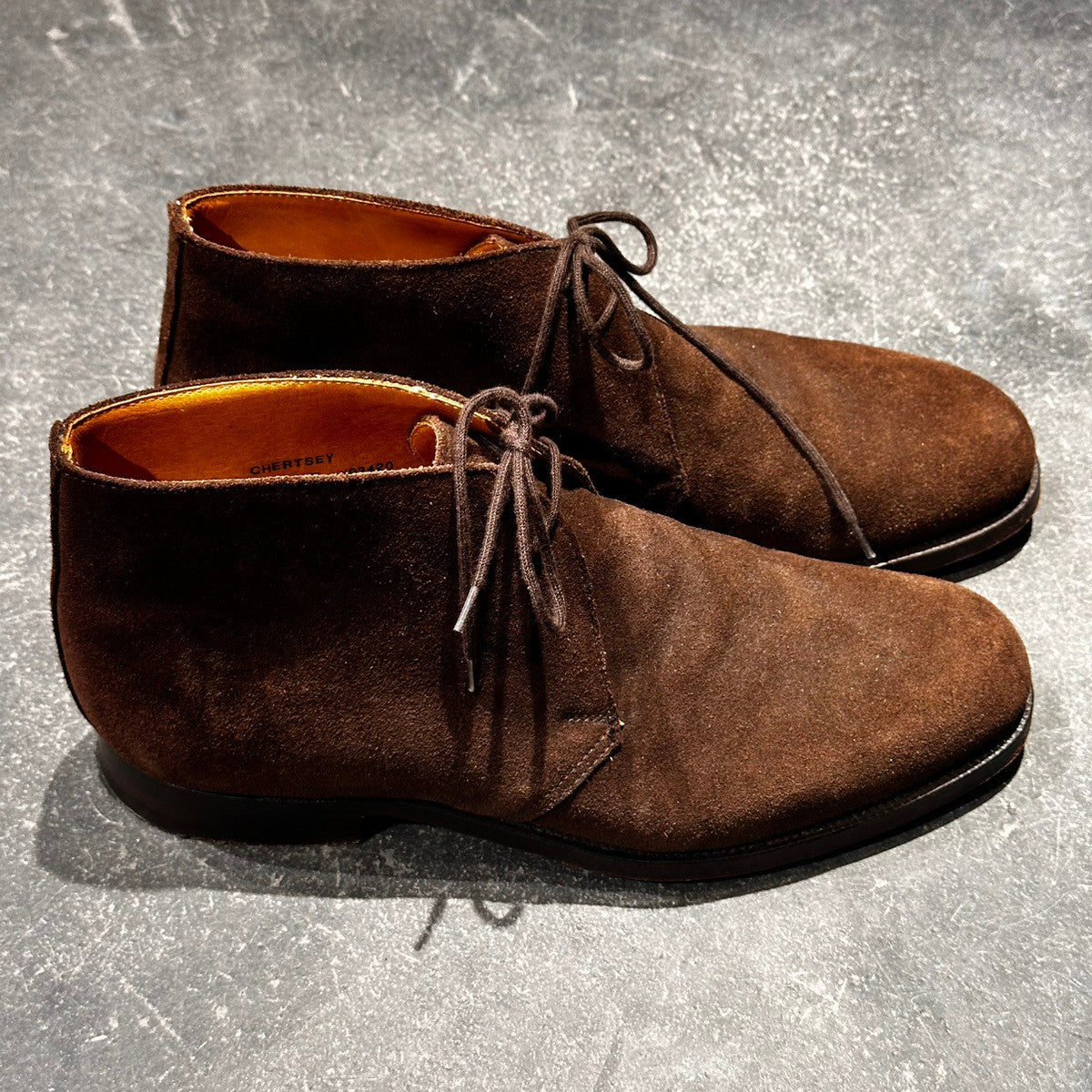 極美品【CROCKETT&JONES】クロケット&ジョーンズ チャートシー チャッカブーツ スエード ブラウン サイズUK7.5E 224ラスト