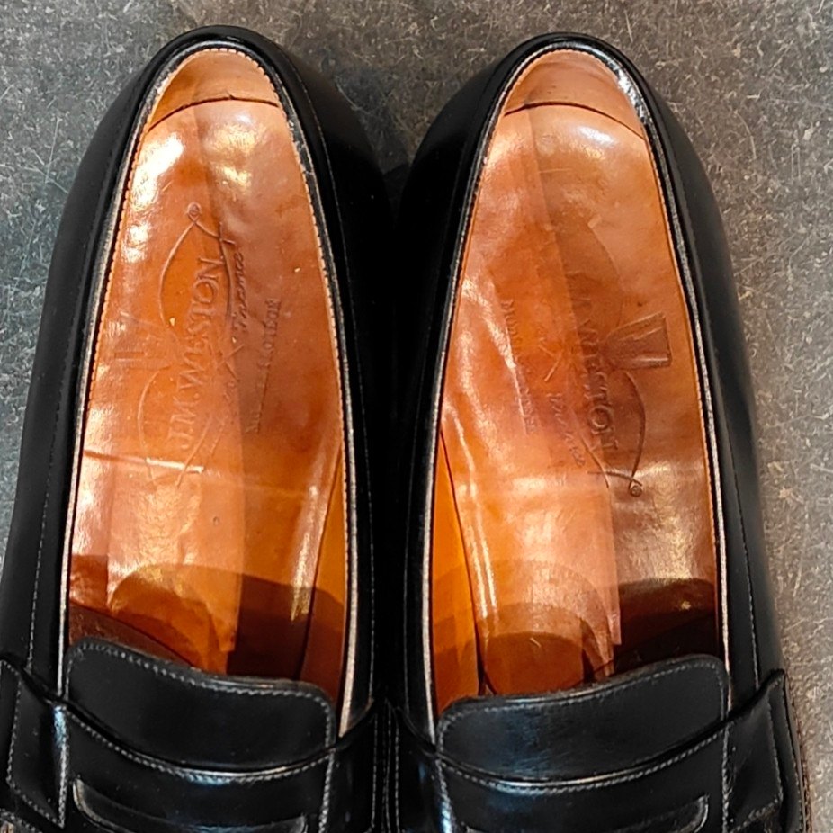 美品 【J.M.WESTON】ジェイエムウエストン 180 シグニチャーローファー 旧旧ロゴ ボックスカーフ ブラック サイズ UK6C 41ラスト 参考定価¥156,200-