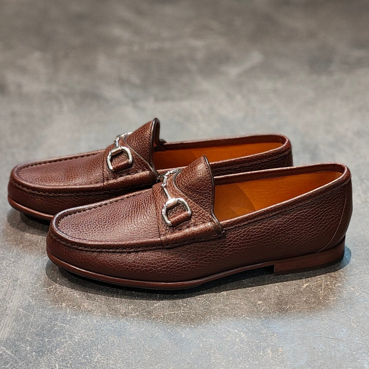使用数回【GUCCI】グッチ 367762 ホースビットローファー グレインレザー ブラウン サイズUK4.5