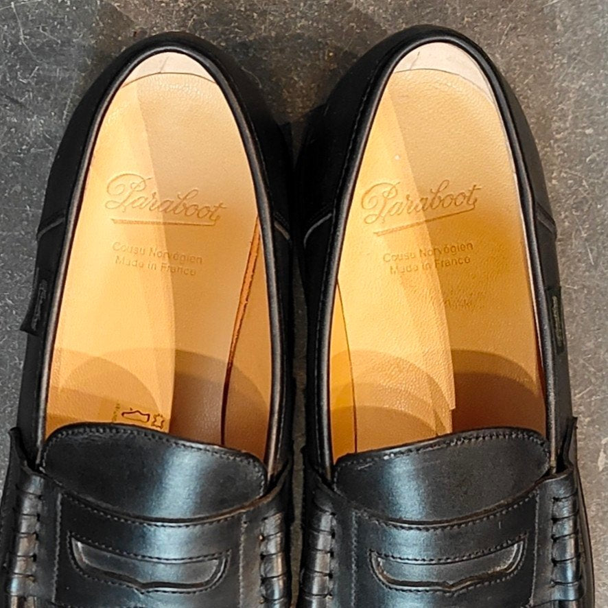 使用数回【Paraboot】パラブーツ ランス コインローファー リスレザー ブラック サイズUK8 定価¥94,600-