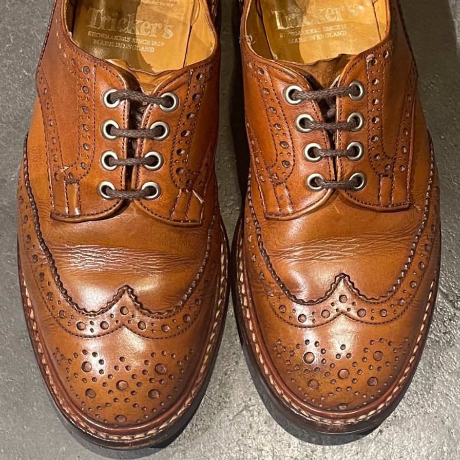 【Tricker's】トリッカーズ M5633 ウイングチップ カーフ ブラウン サイズ UK8 ※使用感強
