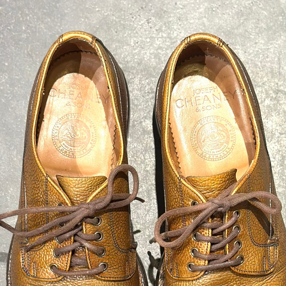 美品【JOSEPH CHEANEY】ジョセフチーニー ストアシー プレーントゥ グレインレザー ブラウン サイズUK6.5