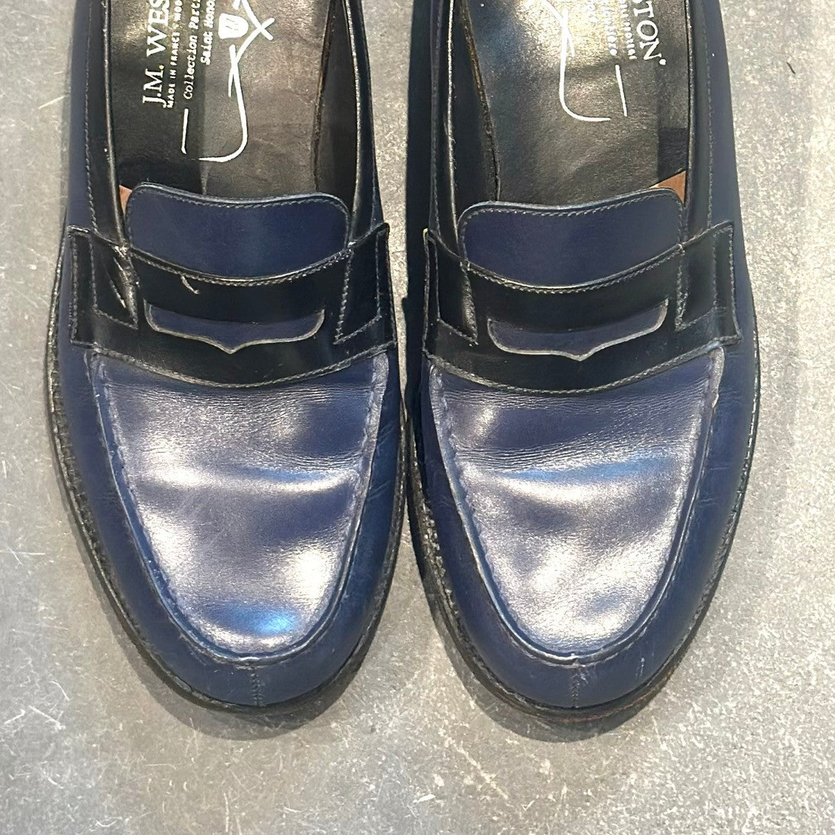 希少【J.M.WESTON】ジェイエムウエストン 180 シグニチャーローファー サントノーレコレクション ローファー カーフ ネイビー×ブラック サイズ4.5D 41ラスト
