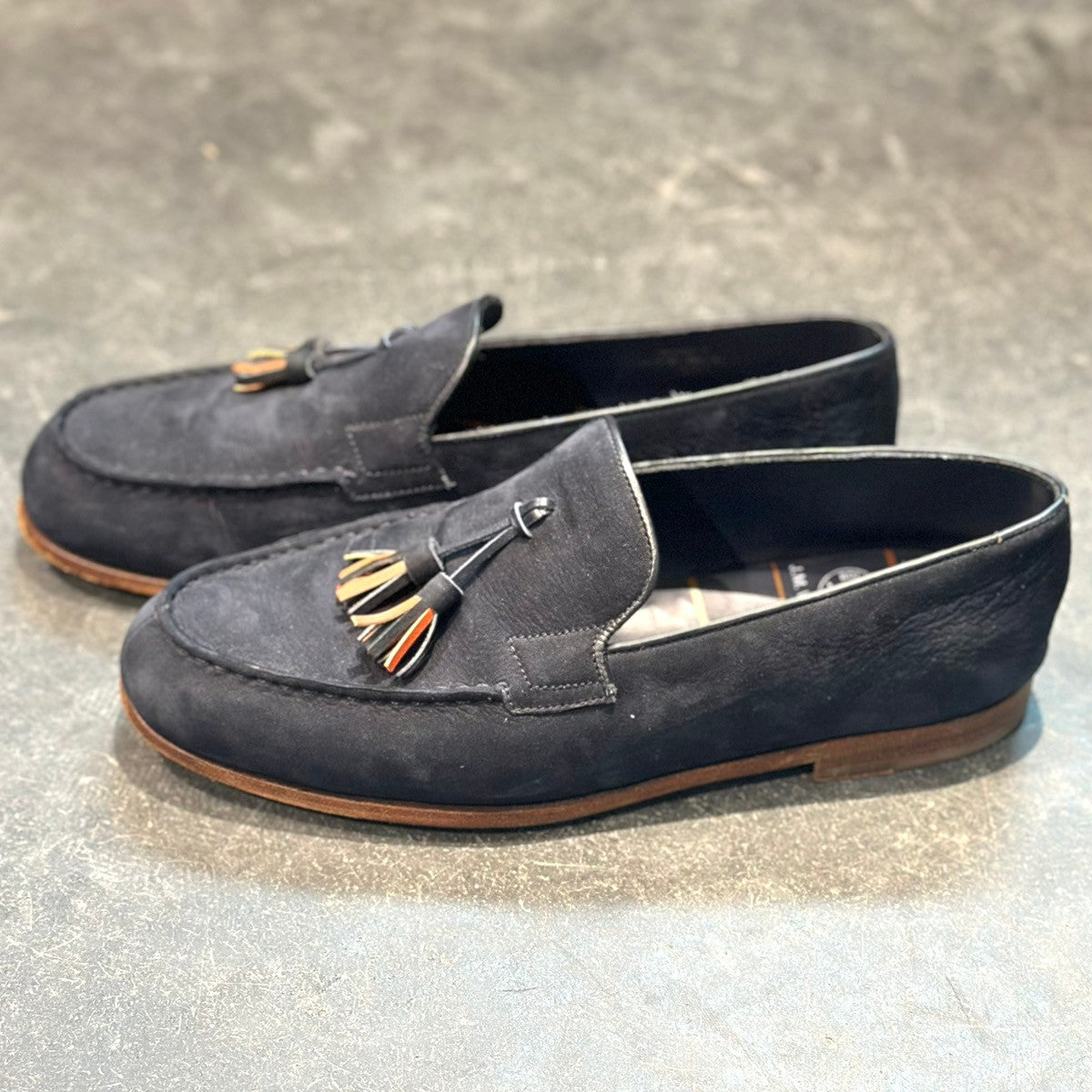 美品 【J.M.WESTON】ジェイエムウエストン タッセルローファー 286 ル・モック パンピーユ  ネイビー スエード サイズUK5.5D