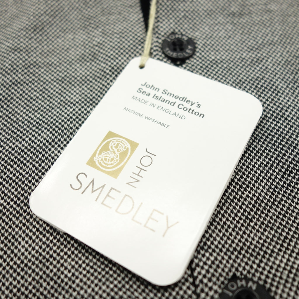 【JOHN SMEDLEY】ジョンスメドレー 90年代 シーアイランドコットン クレリックニットポロ デッドストック ブラック×エクリュ サイズ M DEADSTOCK