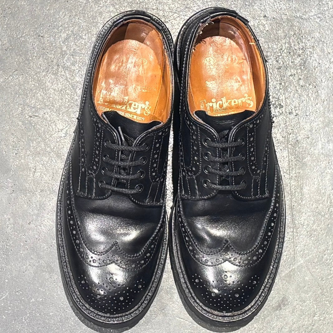 【Tricker’s】 トリッカーズ レザーシューズ バートン L5633 ウイングチップ カーフ ブラック サイズUK5 レディース