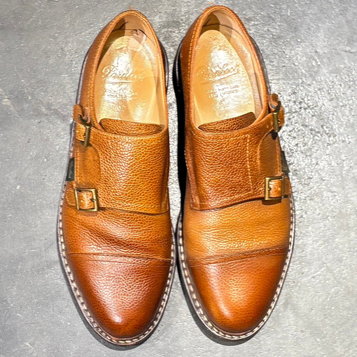 【Paraboot】パラブーツ レザーシューズ ウィリアム ダブルモンク グレインレザー ブラウン サイズ UK7.5