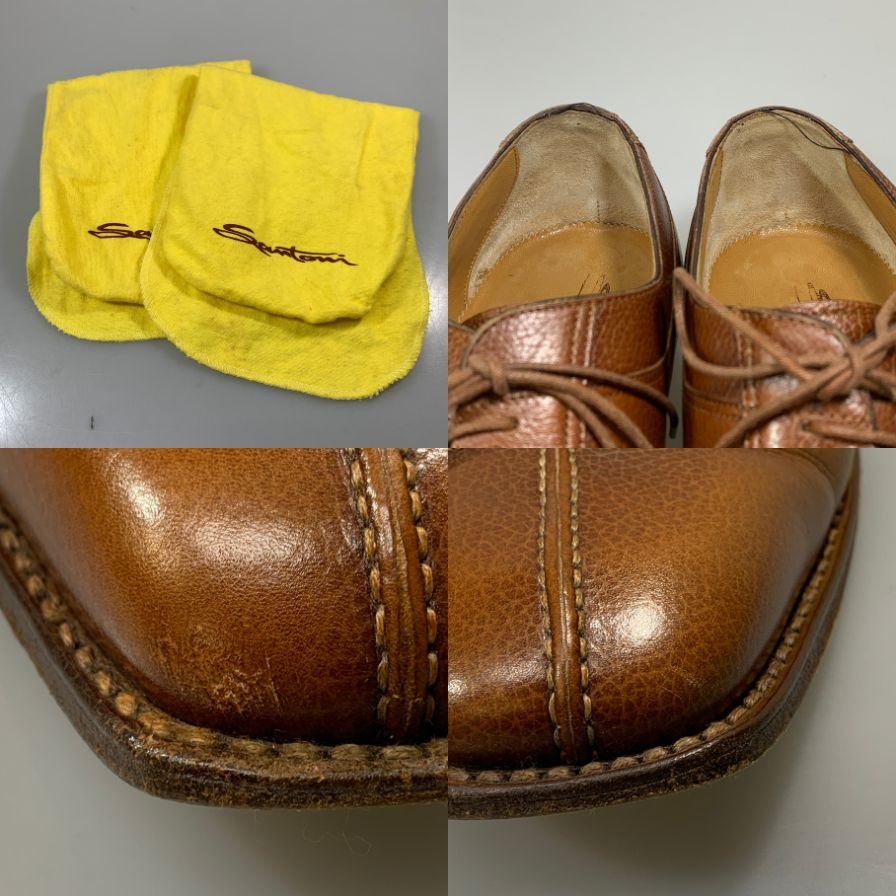 【Santoni】サントーニ レザーシューズ 931 Yチップ シボレザー ブラウン メンズ サイズUK8