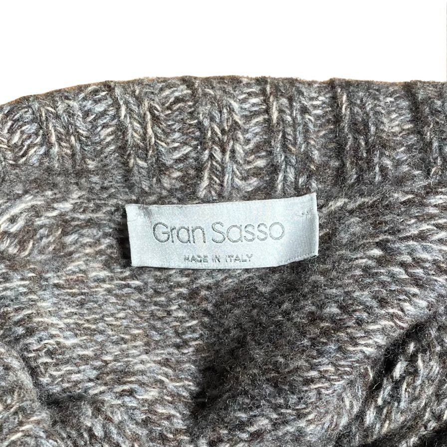 【GRAN SASSO】グランサッソ タートルネックセーター ブラウン×ホワイト MIXメランジェ サイズ46