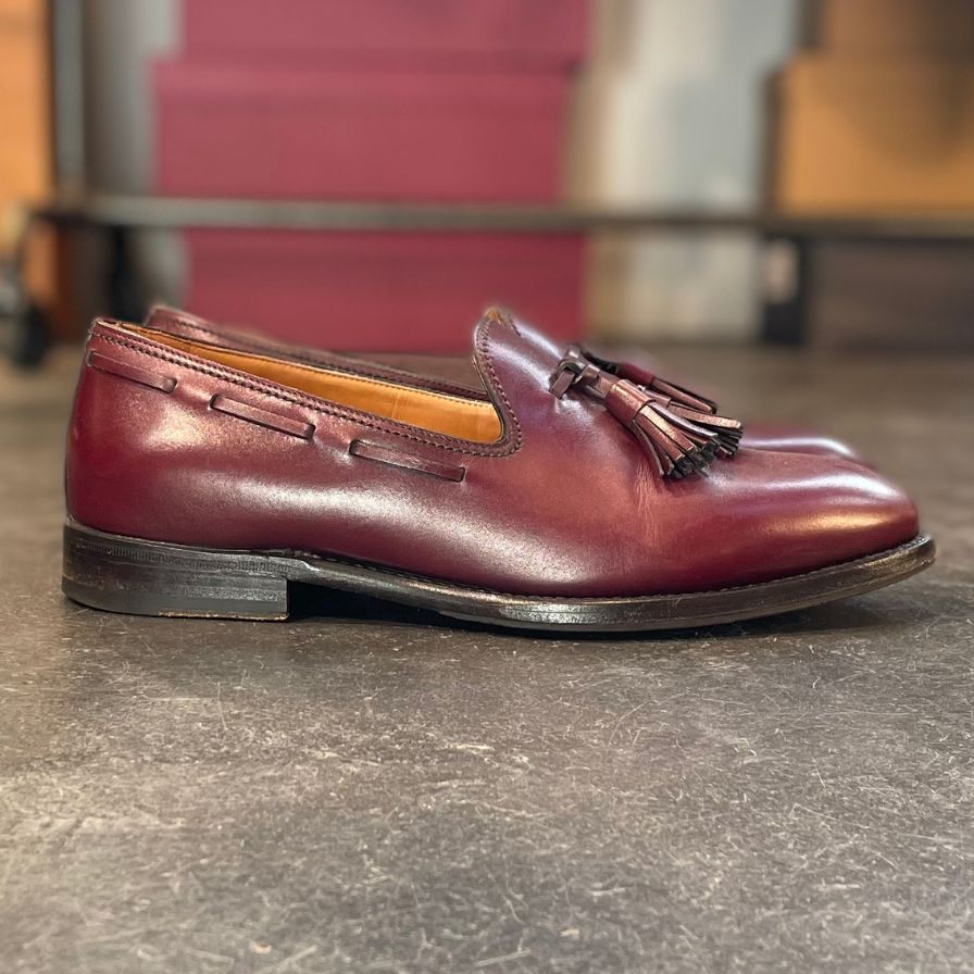 極美品【F.LLI GIACOMETTI】フラテッリ ジャコメッティ タッセルローファー バーガンディ サイズ 40.5