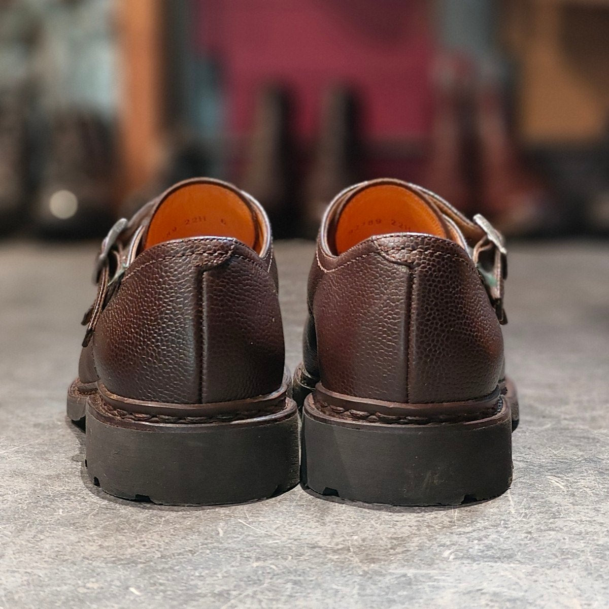 使用数回【Paraboot】パラブーツ POE ポー ダブルモンク グレインレザー ブラウン サイズ UK6 参考定価¥96,800-