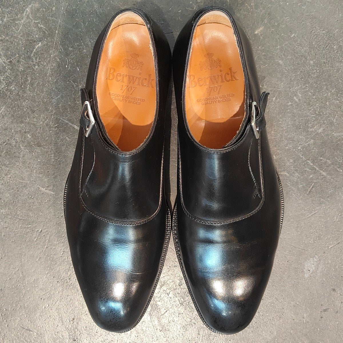 使用数回 【Berwick】バーウィック 5292 シングルモンク ブラック サイズUK5.5 参考定価¥39,600-