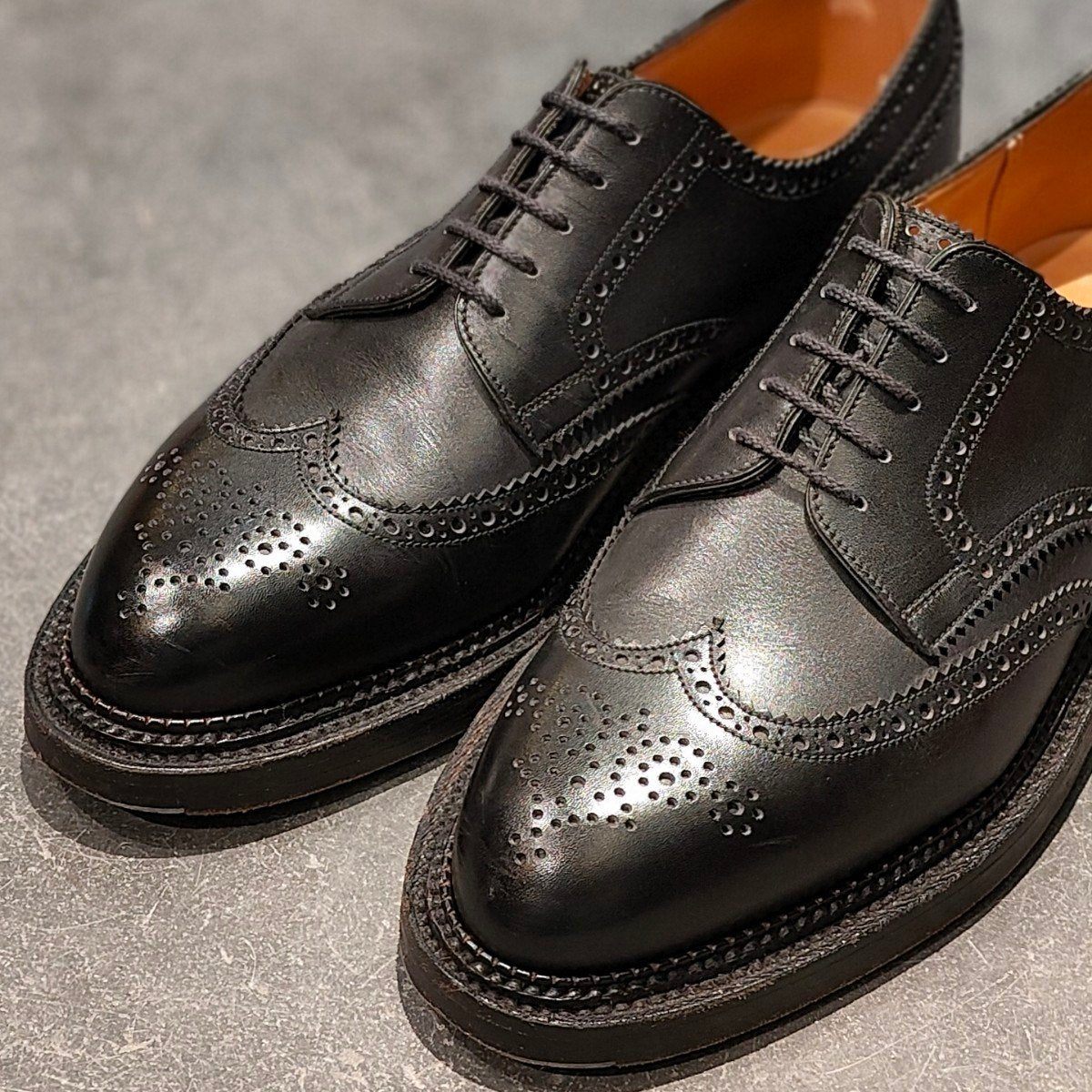 美品【J.M.WESTON】ジェイエムウエストン 590 トリプルソールダービー ウイングチップ カーフ ブラック サイズUK6.5D 25ラスト 参考定価¥275,000-