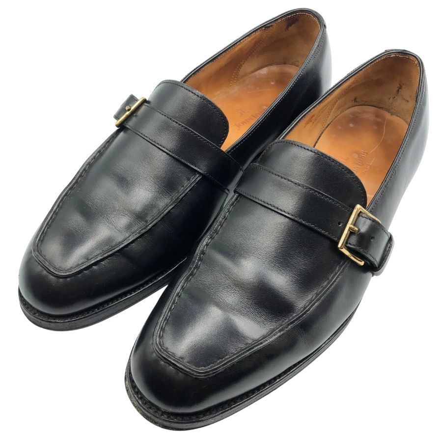 【JOHN LOBB】ジョンロブ Sスタンプ ショー シングルモンク ローファー カーフ ブラック サイズUK5.5E 2410ラスト